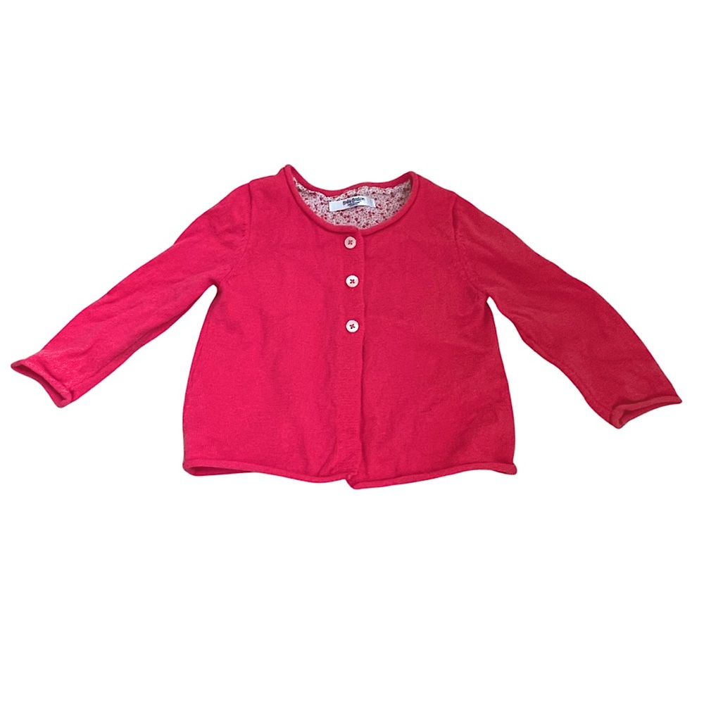 Baby Boden Raspberry Pink Color Cardigan Sweater Size 6-12 Months